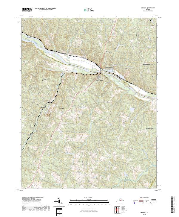 Arvonia, VA — USGS 7.5-minute topo (2022)