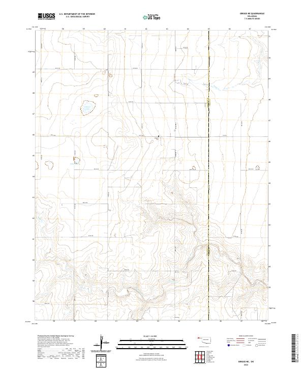 Griggs NE, OK — USGS 7.5-minute topo (2022)