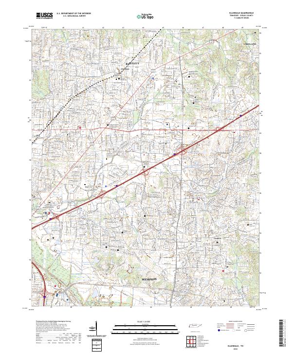 Ellendale, TN — USGS 7.5-minute topo (2022)