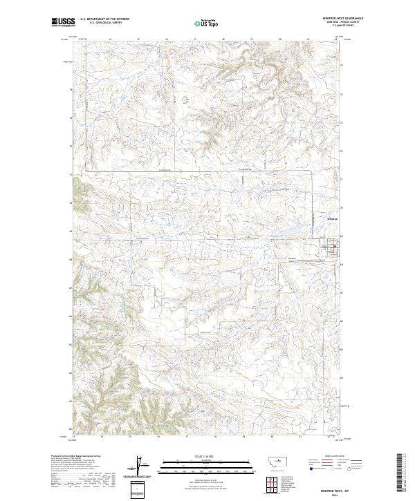Winifred West, MT — USGS 7.5-minute topo (2024)