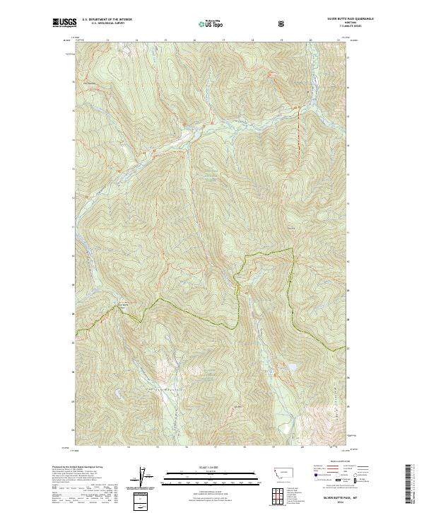 Silver Butte Pass, MT — USGS 7.5-minute topo (2024)