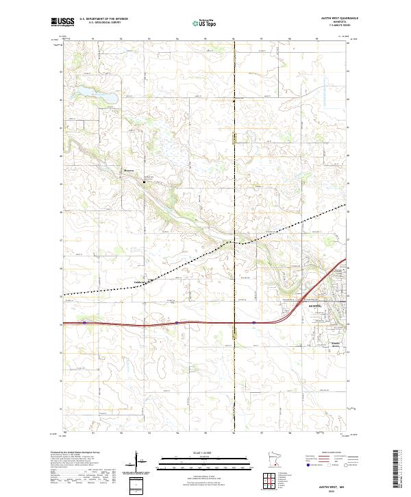 Austin West, MN — USGS 7.5-minute topo (2022)