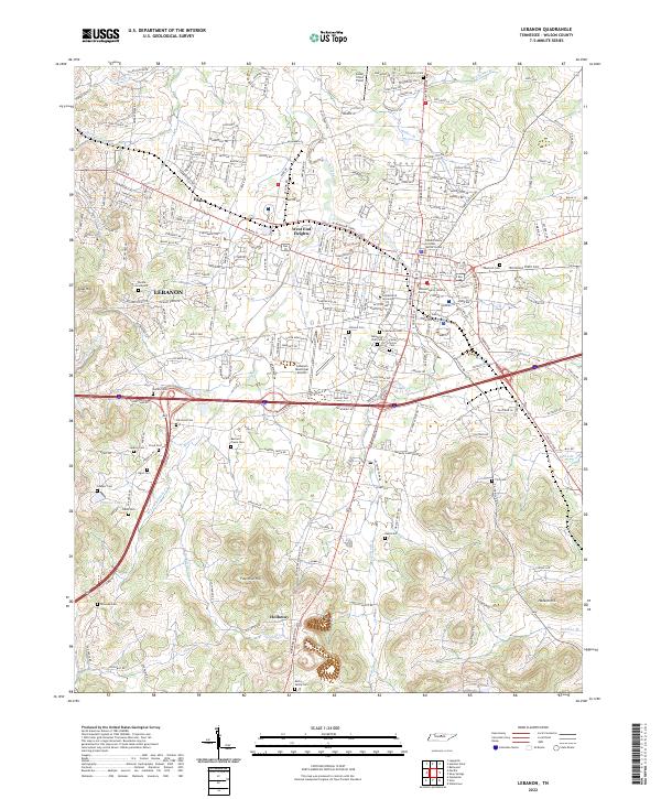 Lebanon, TN — USGS 7.5-minute topo (2022)