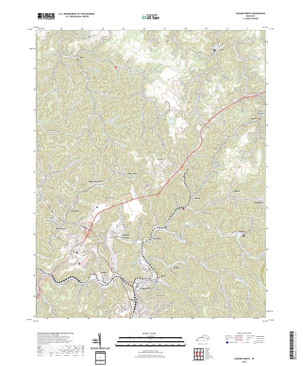 Hazard North, KY — USGS 7.5-minute topo (2022)