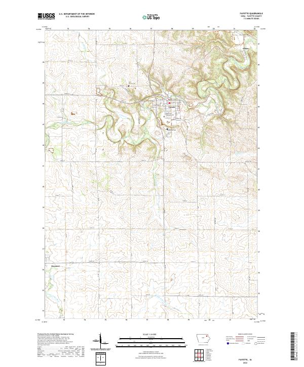 Fayette, IA — USGS 7.5-minute topo (2022)