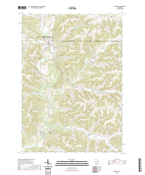Ontario, WI — USGS 7.5-minute topo (2022)