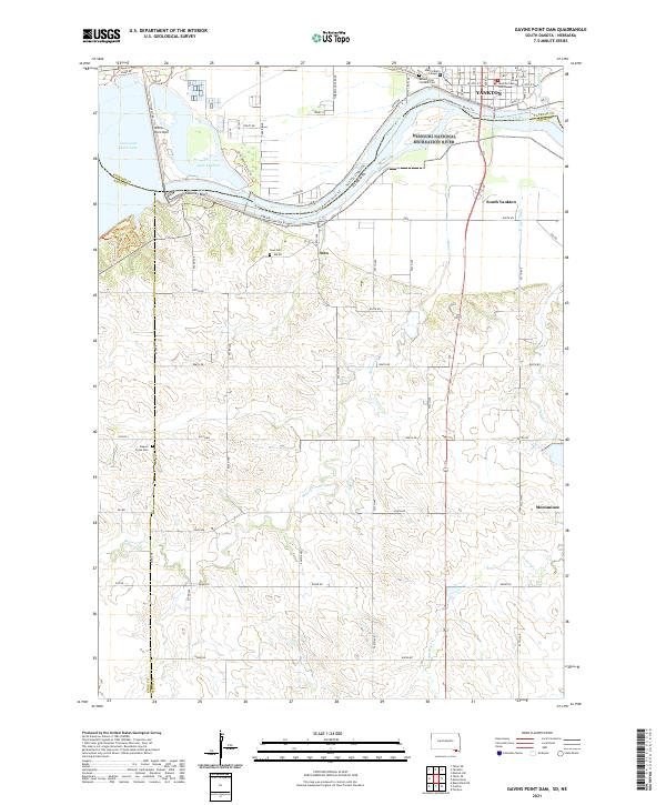 Gavins Point Dam, SD-NE — USGS 7.5-minute topo (2021)