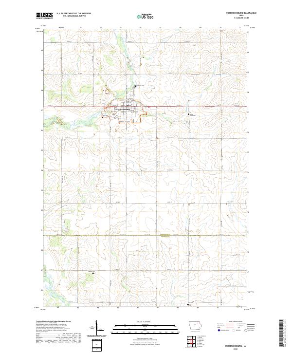 Fredericksburg, IA — USGS 7.5-minute topo (2022)