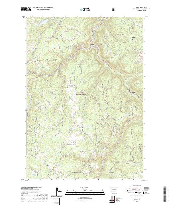 Savoy, SD — USGS 7.5-minute topo (2021)