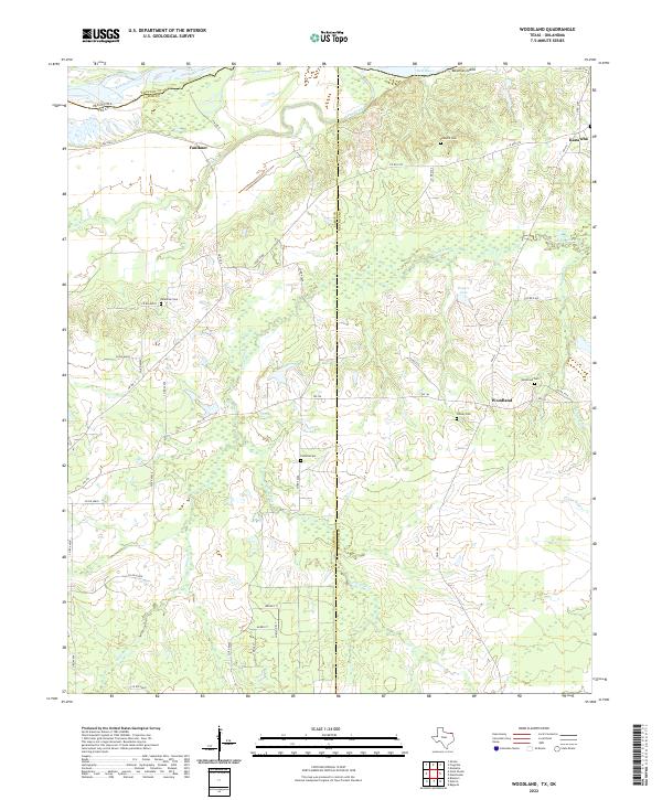 Woodland, TX-OK — USGS 7.5-minute topo (2022)