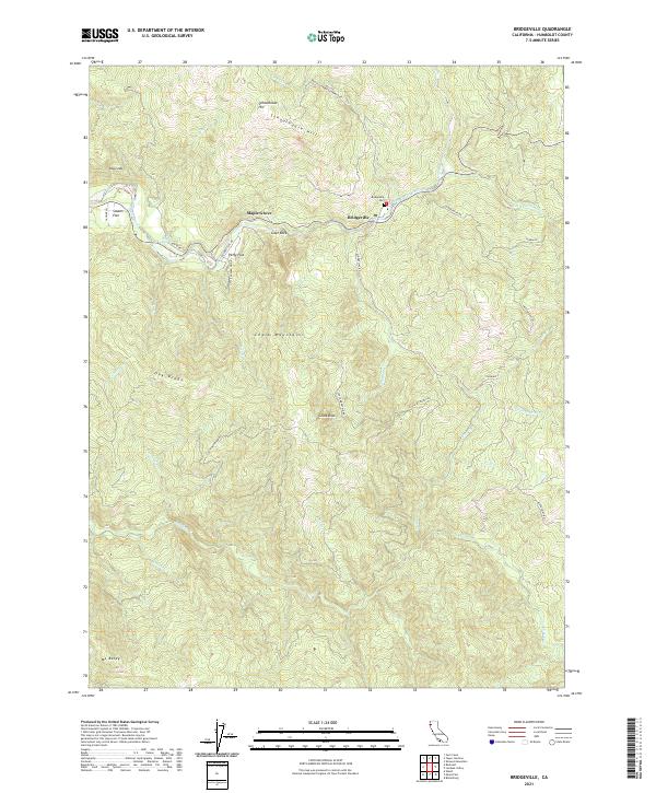 Bridgeville, CA — USGS 7.5-minute topo (2021)