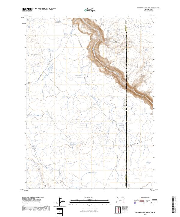Beaver Charlie Breaks, OR-ID — USGS 7.5-minute topo (2024)