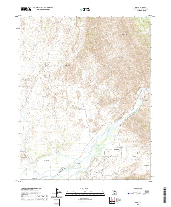 Piedra, CA — USGS 7.5-minute topo (2021)