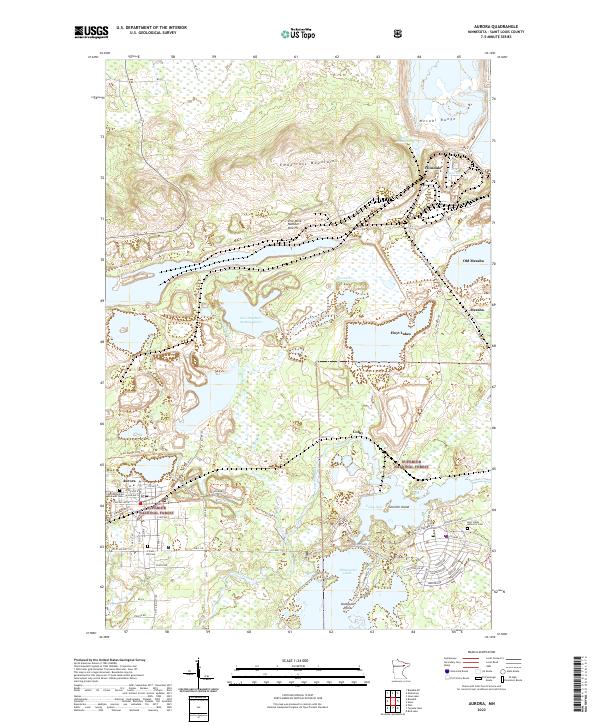 Aurora, MN — USGS 7.5-minute topo (2022)