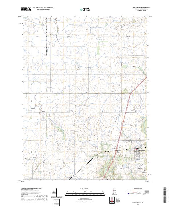 West Lebanon, IN — USGS 7.5-minute topo (2022)