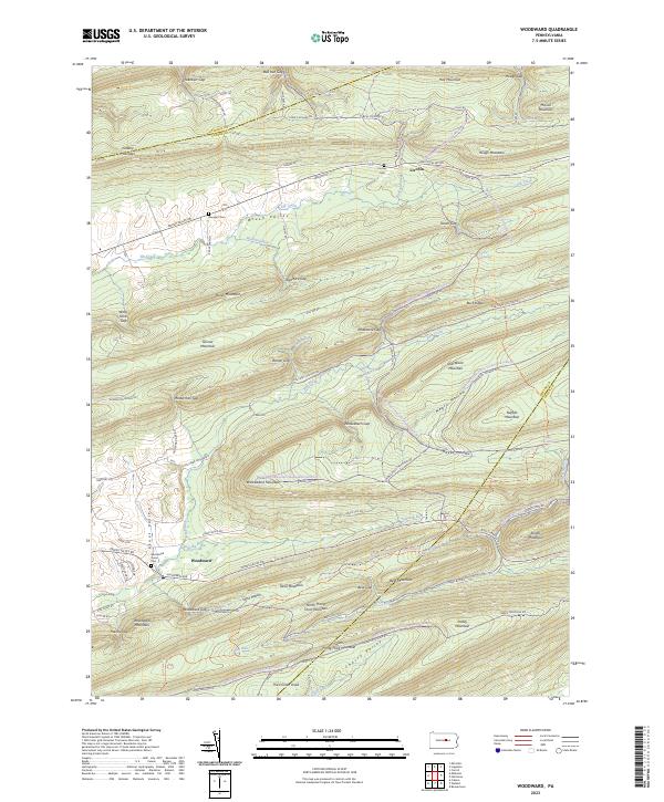 Woodward, PA — USGS 7.5-minute topo (2023)