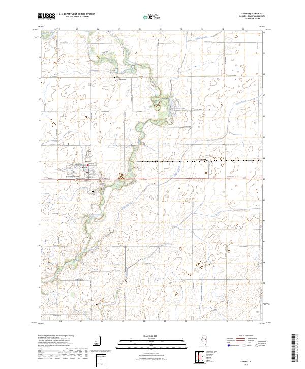 Fisher, IL — USGS 7.5-minute topo (2024)