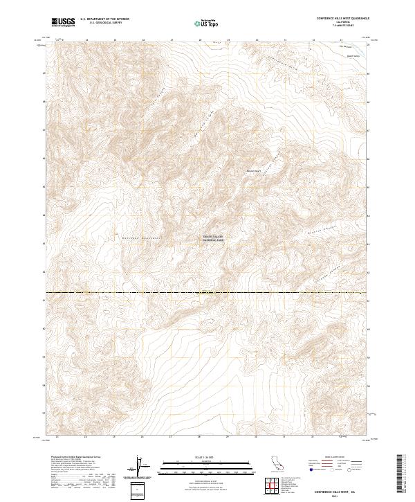 Confidence Hills West, CA — USGS 7.5-minute topo (2021)