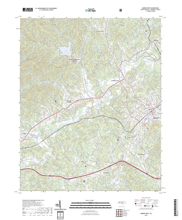 Marion West, NC — USGS 7.5-minute topo (2022)