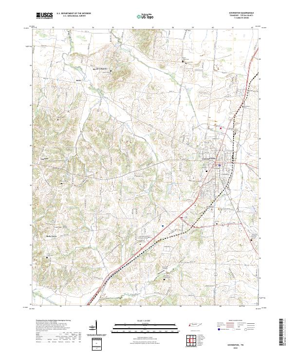 Covington, TN — USGS 7.5-minute topo (2022)