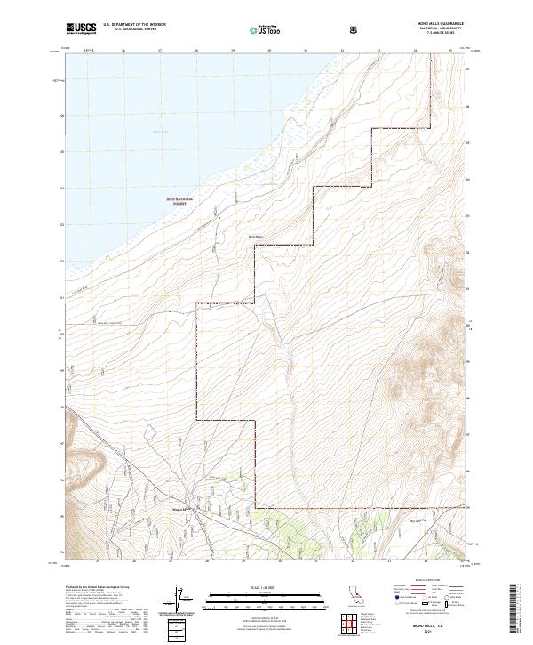 Mono Mills, CA — USGS 7.5-minute topo (2021)
