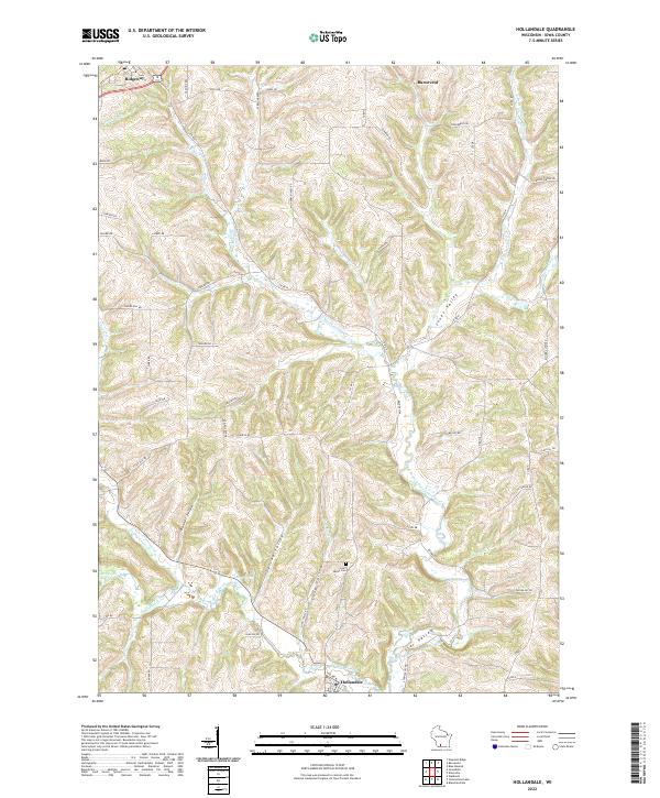 Hollandale, WI — USGS 7.5-minute topo (2022)