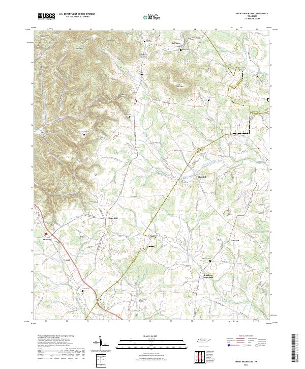 Short Mountain, TN — USGS 7.5-minute topo (2022)