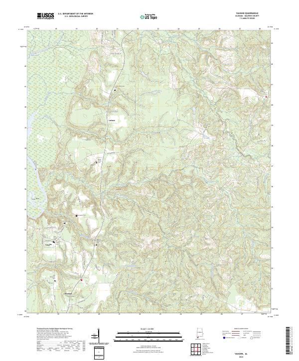 Vaughn, AL — USGS 7.5-minute topo (2024)