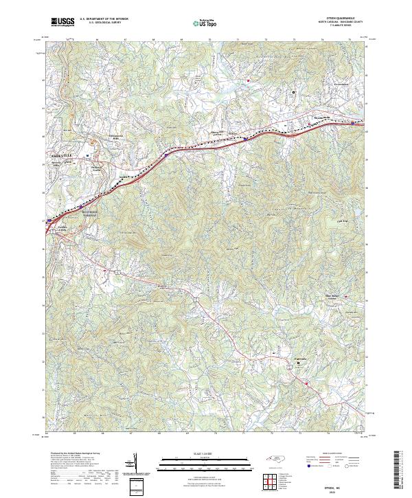 Oteen, NC — USGS 7.5-minute topo (2022)