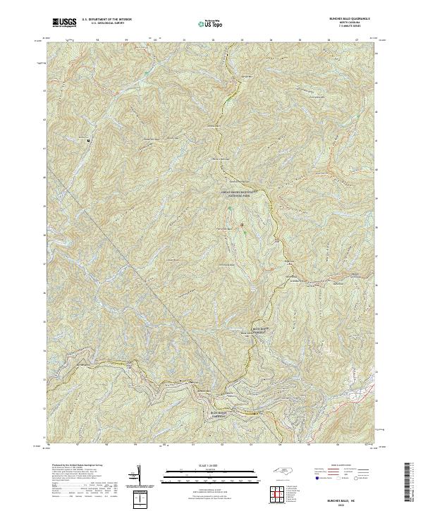 Bunches Bald, NC — USGS 7.5-minute topo (2022)