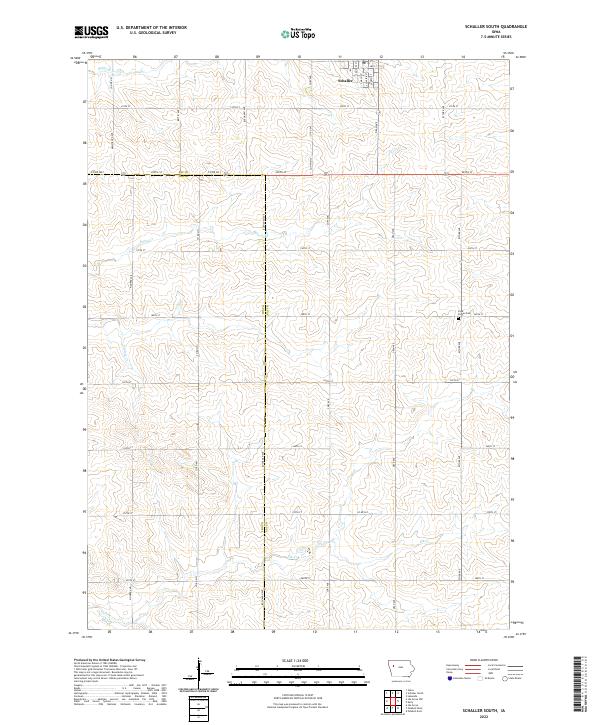 Schaller South, IA — USGS 7.5-minute topo (2022)