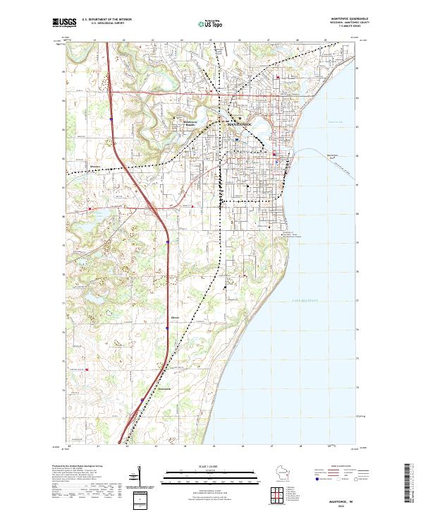 Manitowoc, WI — USGS 7.5-minute topo (2022)