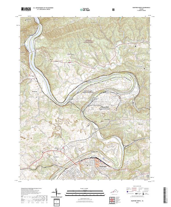 Radford North, VA — USGS 7.5-minute topo (2022)