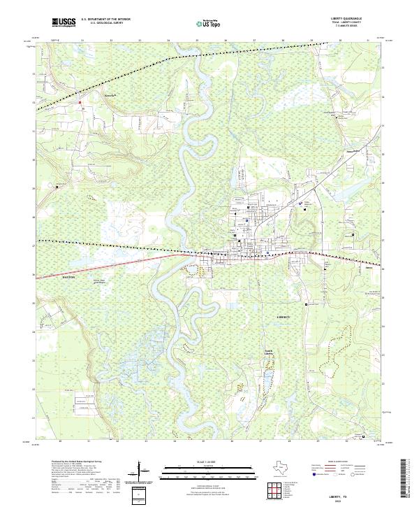 Liberty, TX — USGS 7.5-minute topo (2022)