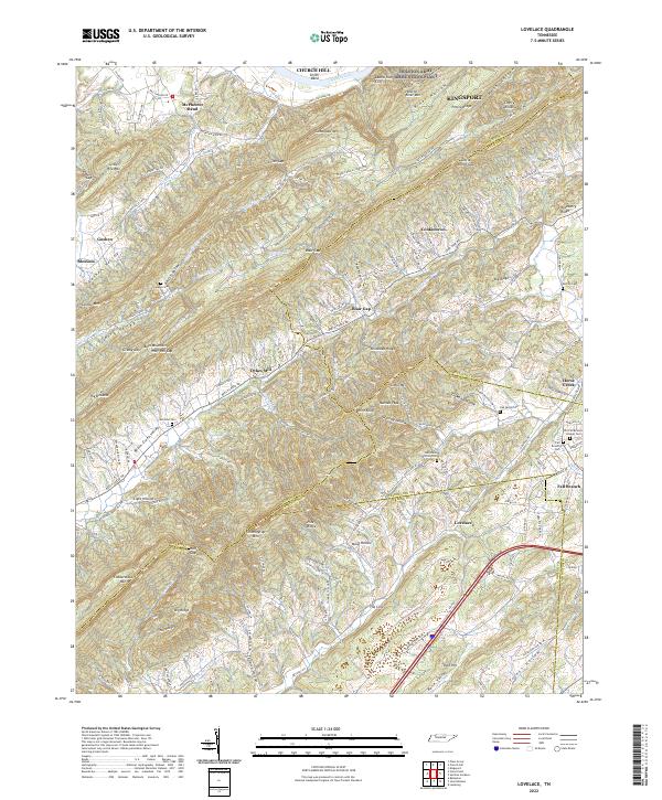 Lovelace, TN — USGS 7.5-minute topo (2022)