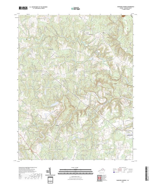 Hanover Academy, VA — USGS 7.5-minute topo (2022)