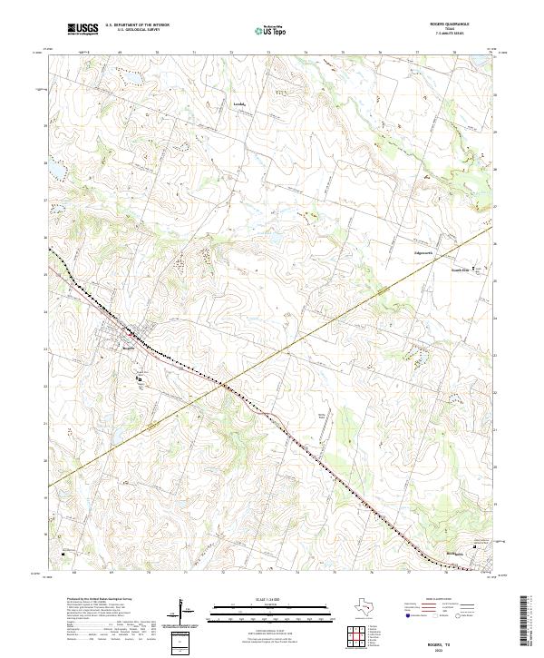 Rogers, TX — USGS 7.5-minute topo (2022)