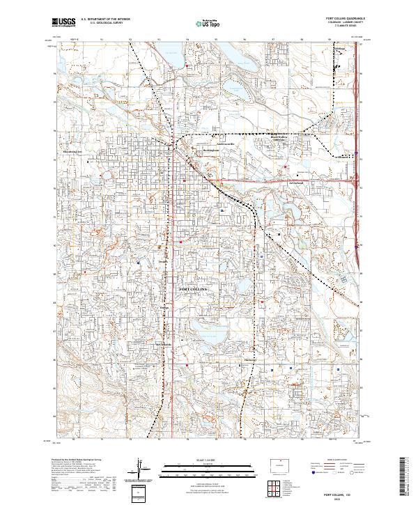 Fort Collins, CO — USGS 7.5-minute topo (2022)