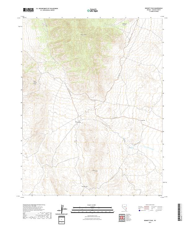 Bennett Pass, NV — USGS 7.5-minute topo (2021)