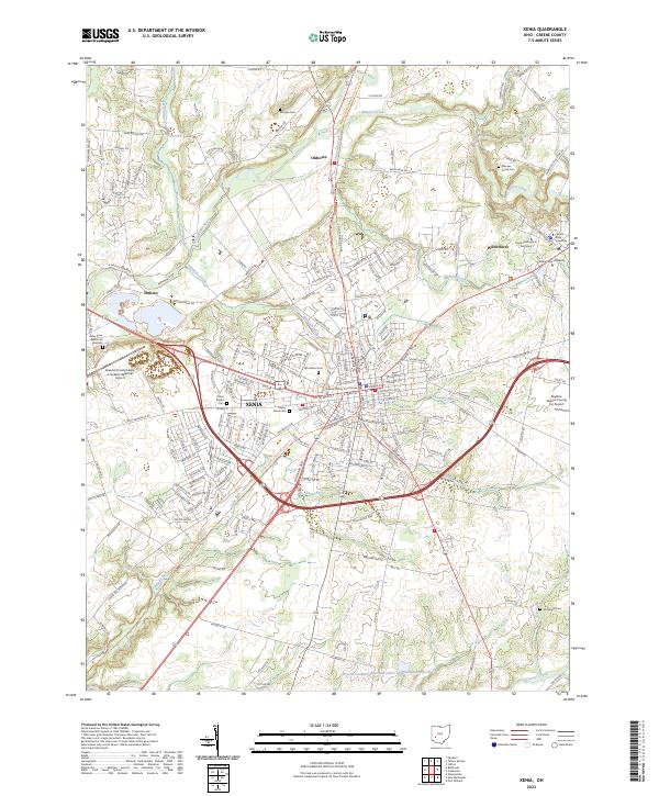 Xenia, OH — USGS 7.5-minute topo (2023)