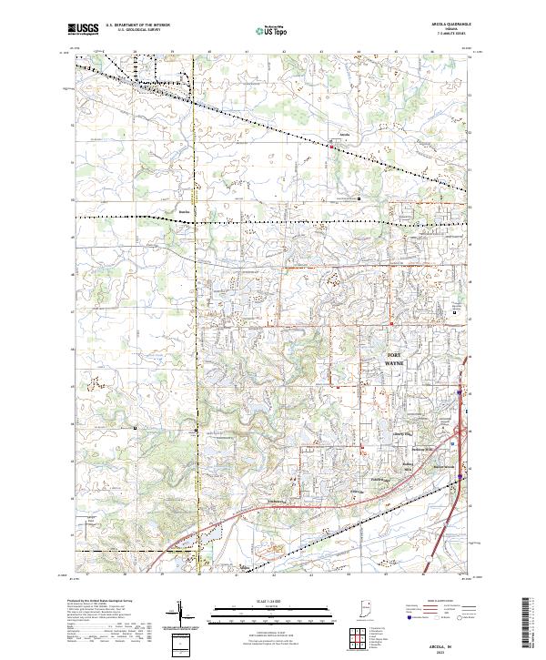 Arcola, IN — USGS 7.5-minute topo (2023)
