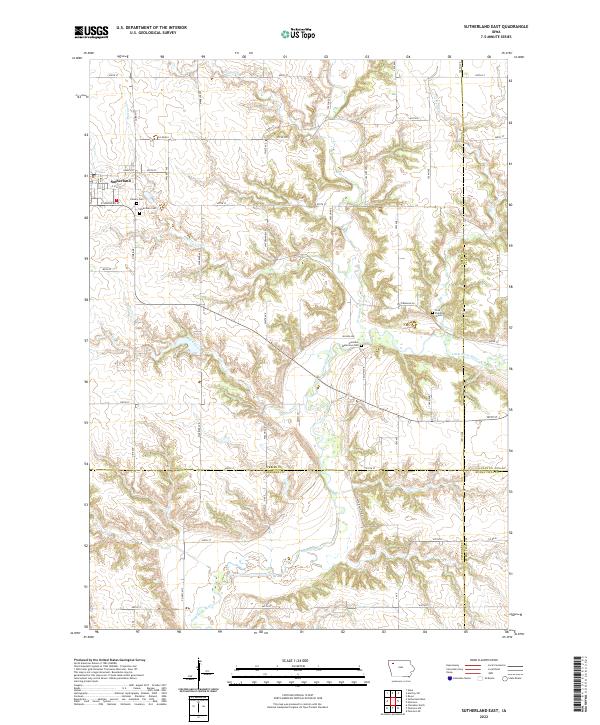 Sutherland East, IA — USGS 7.5-minute topo (2022)