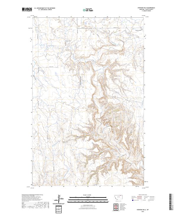 Papoose Hills, MT — USGS 7.5-minute topo (2024)