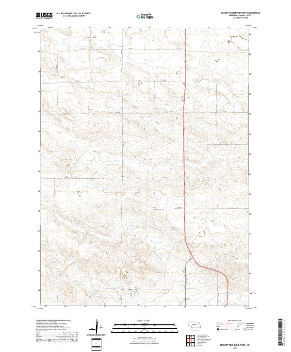 Bennett Reservoir West, NE — USGS 7.5-minute topo (2021)