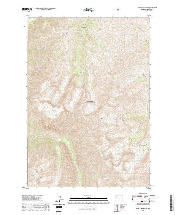 Needle Mountain, WY — USGS 7.5-minute topo (2021)