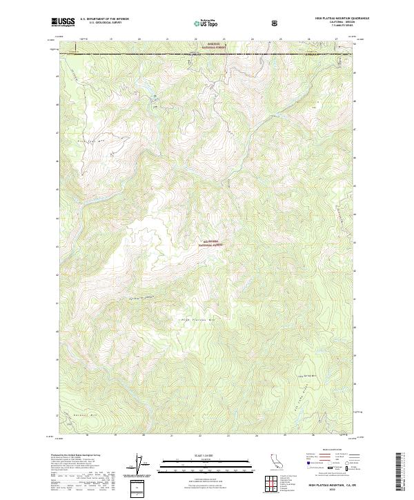 High Plateau Mountain, CA-OR — USGS 7.5-minute topo (2022)