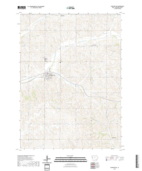 Charter Oak, IA — USGS 7.5-minute topo (2022)