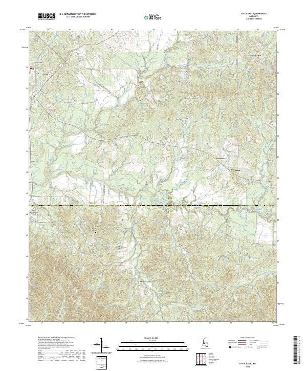 Utica East, MS — USGS 7.5-minute topo (2024)