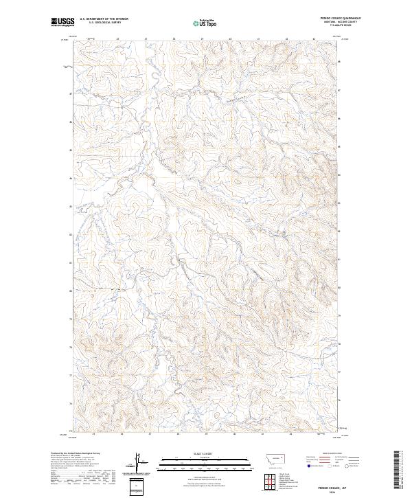 Pedigo Coulee, MT — USGS 7.5-minute topo (2024)