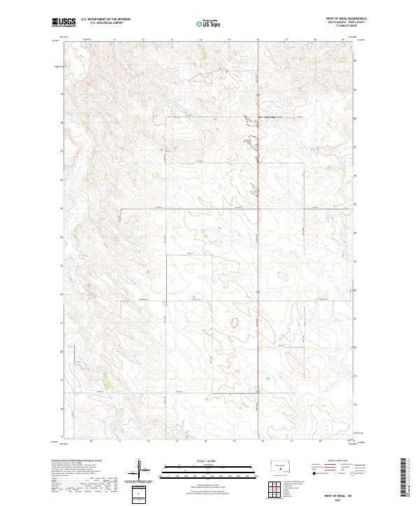West of Ideal, SD — USGS 7.5-minute topo (2021)